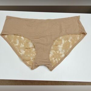 Victoria’s Secret Beige cotton & Floral Lace ruched back Hiphugger panties XL